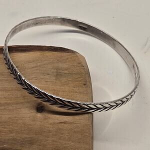 Vintage Beau Beaucraft Sterling Silver Herringbone Bangle Bracelet, 12 grams